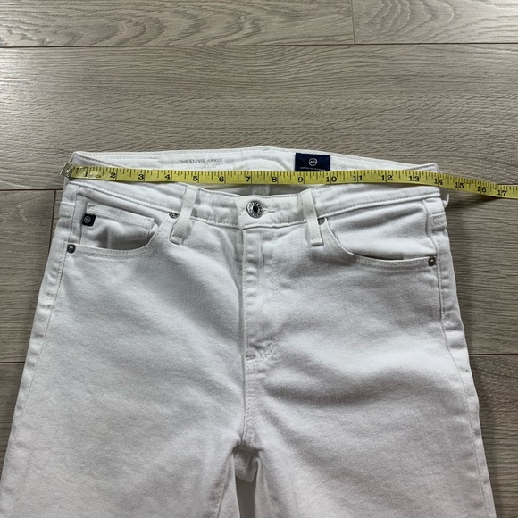 AG The Stevie Slim Straight Ankle Raw Hem White Jeans - Picture 11 of 13